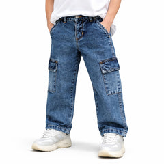 Boys Blue Pocket Denim baggey Pant