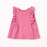 Girls pink frill glitter top