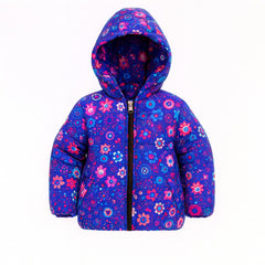 Girls blue printed puffer jacket