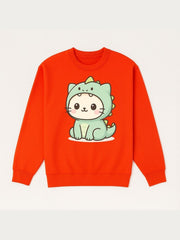 Girls Cute Dino Costume Fleece Sweatshirt