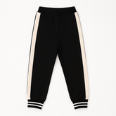 Black trouser with skin color side stripe