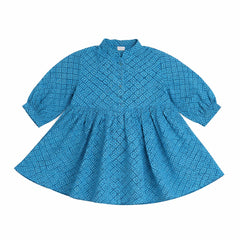 Girls green blue pattern Frock