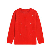 Girls red pearls sweater