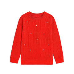 Girls red pearls sweater