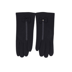 Girls black bow gloves