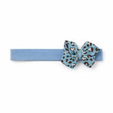 Girls sky blue cheetah bow band