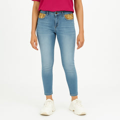 Ladies sequin pocket pant