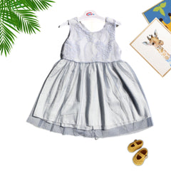Girls gray flower fancy frock