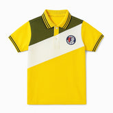 Boys yellow,green and white patch polo shirt