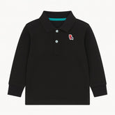 Boys black bird polo
