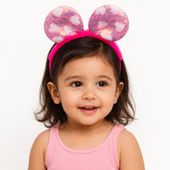 Girls shocking pink sequin ear hair band