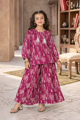 Girls Pink Abstract Print shalwar kameez (Summer)