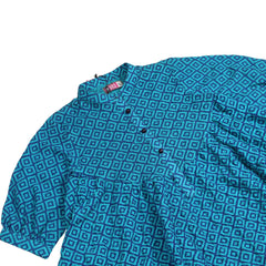 Girls green blue pattern Frock