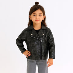 Girls black leather jacket