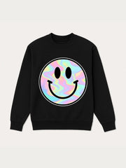 Girls Holographic Smiley Face Fleece Sweatshirt