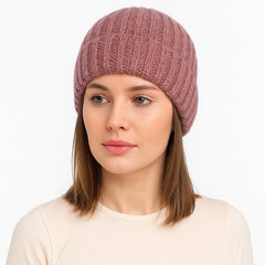 Women pink glitter wool cap
