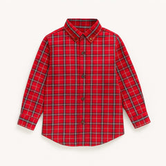 Boys red check casual shirt