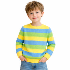 Yellow green and blue lining Sweater