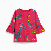 Girls pink printed cotton top