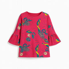 Girls pink printed cotton top