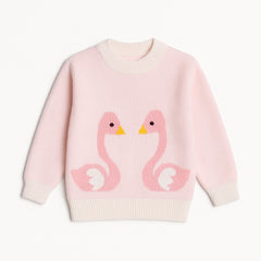 Girls pink flamingo sweater