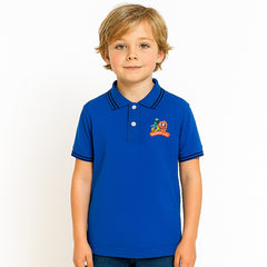 Boys blue embroidered polo