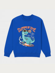 Boys Summer Time Dinosaur Fleece Sweatshirt