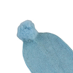 girls blue gliitter pompom cap
