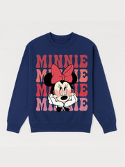 Girls Minnie Mouse Blush Navy Fleece Sweatshirt