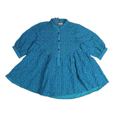 Girls green blue pattern Frock