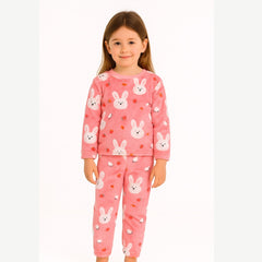 Girls pink rabbit wool tracksuit