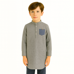 boys gray short body kurta