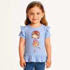 Girls blue doll sequin shirt