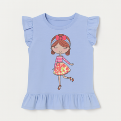Girls blue doll sequin shirt