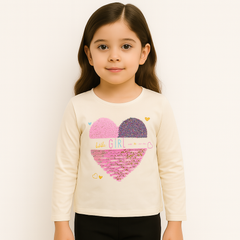 Girls reverseable sequence heart t shirt with hearts (Last Chance)