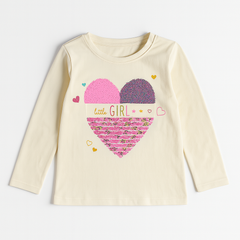 Girls reverseable sequence heart t shirt with hearts (Last Chance)