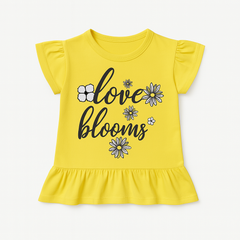 Girls yellow blossom T-shirt frock