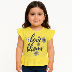 Girls yellow blossom T-shirt frock