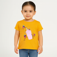 Girls yellow glitter shake T-Shirt