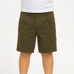 Boys commando green cotton shorts