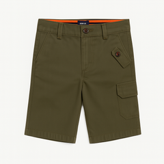 Boys commando green cotton shorts