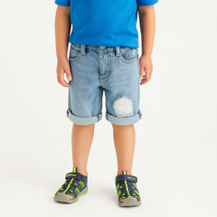 Boys blue denim ripped shorts