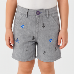Boys gray embroidered cotton shorts