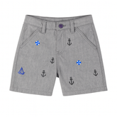 Boys gray embroidered cotton shorts