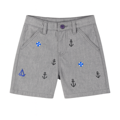 Boys gray embroidered cotton shorts