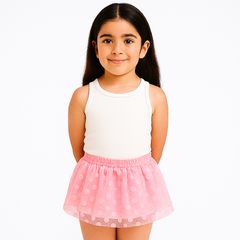 Girls pink net dot skirt