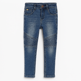 Boys blue wash denim stretch pant