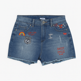 Girls embroidered denim shorts