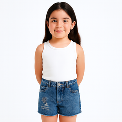 Girls embroidered denim shorts