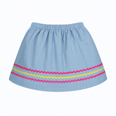 Girls multi rainbow denim skirt